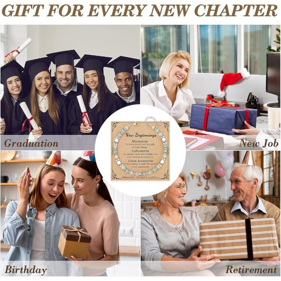 Adjustable Cuff Bracelet with Amazonite & Moonstone - Heartfelt Gifts for Women - Picture 7 of 7